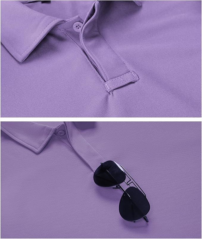 Men's Athletic Performance Golf Polo Shirt Moisture Wicking Tee