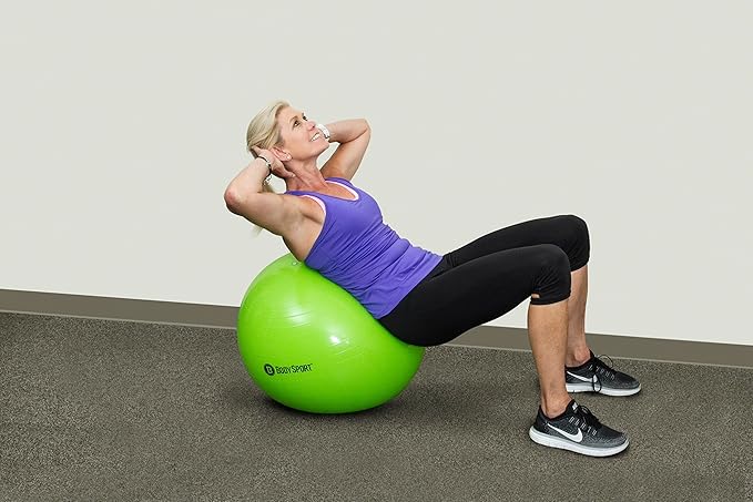 Body Sport Exercise Ball with Pump for Home, Gym, Balance, Stability, Pilates, Core Strength, Stretching, Yoga, Fitness Facilities, Desk Chairs