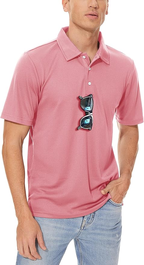 Men's Quick Dry Polo Shirt Moisture Wicking Performance Golf Shirt