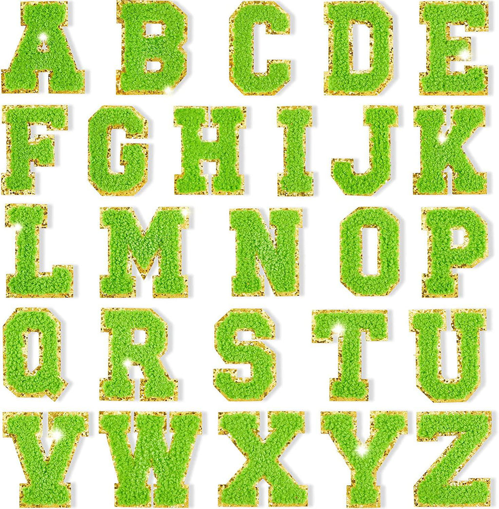 Green Self Adhesive Chenille Letters Patches