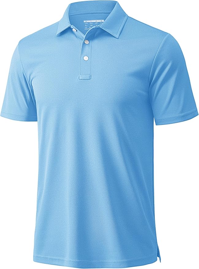 Men's classic performance 3-button polo shirt with side slits.