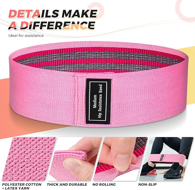 Renoj Resistance Bands, Yoga Starter Sets for Women and Men, 3 Set of Stretch Exercise Workout Bands for Booty Legs, Elastic Pilates Flexbands