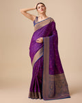 Dark Purple Banarasi Silk Saree with intricate Brocade Zari work