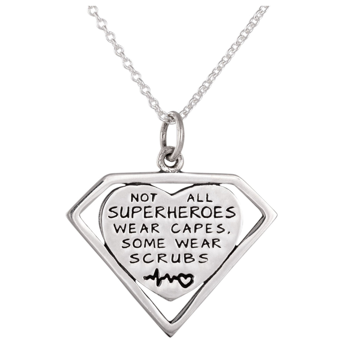 Healthcare Superhero Sterling Silver Necklace