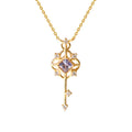 S925 Sterling Silver Roman Purple Key Pendant Necklace