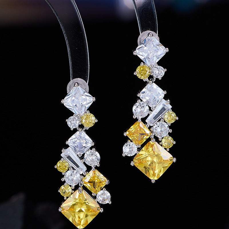 Affordable Luxury Colored Gemstone Geometric Square Earrings