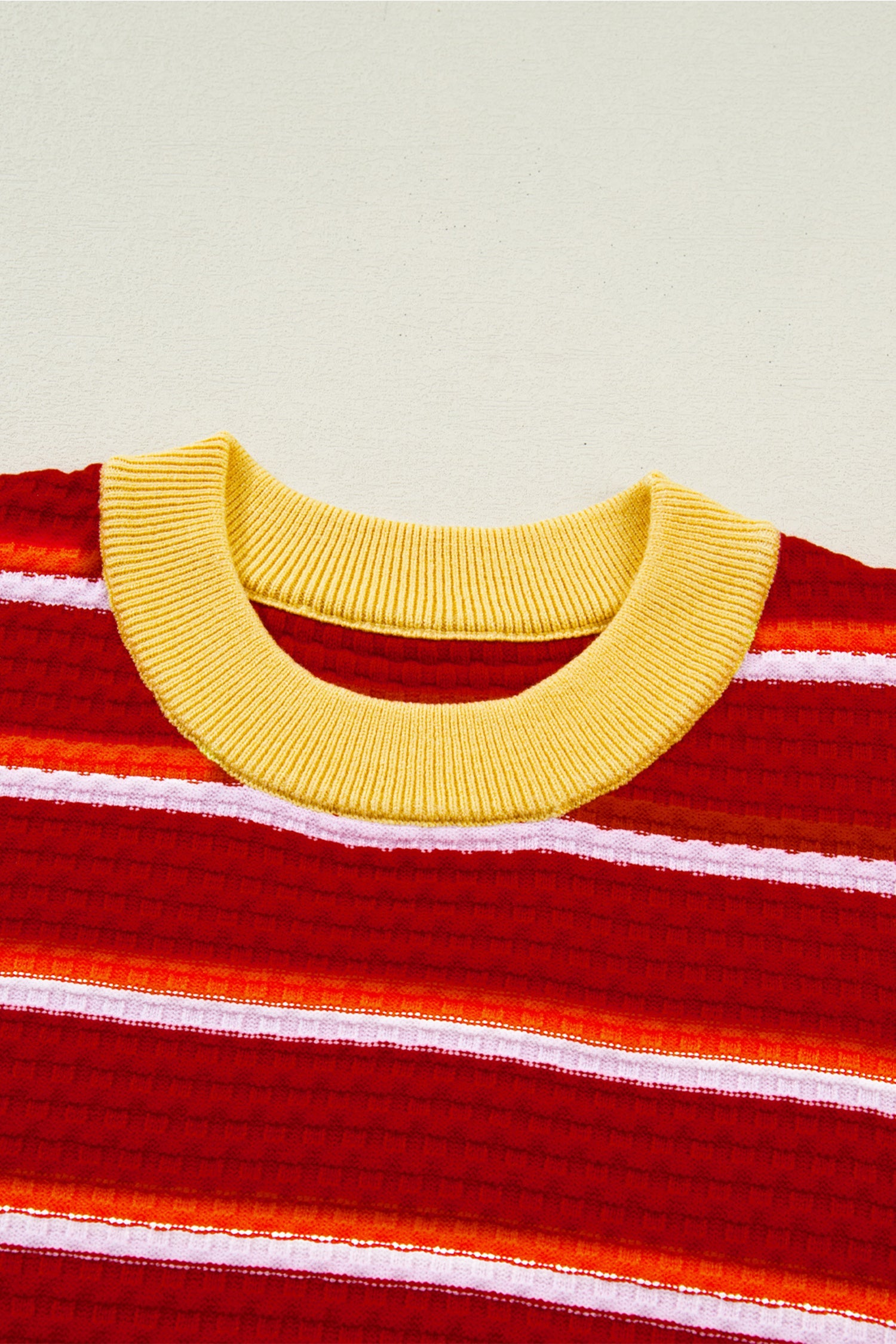 Stripe Colorblock Trim Half Sleeve Sweater Top