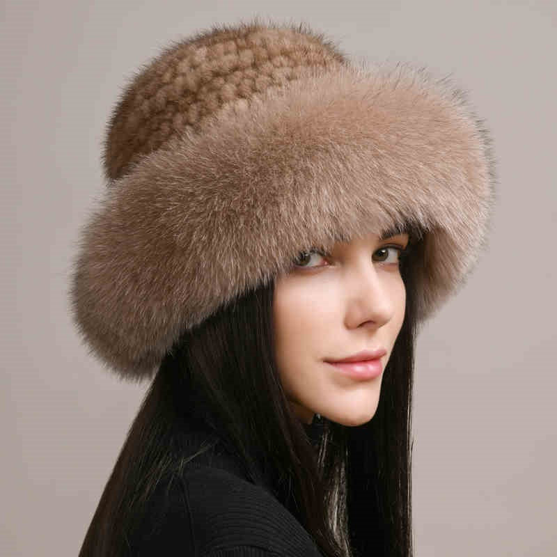 Women’s Mink Hair Winter Hat Braided Fur Warm Elegant Beanie - Image 8