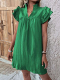 Ruffled Cap Sleeve Mini Dress Flowy Summer Resort Wear