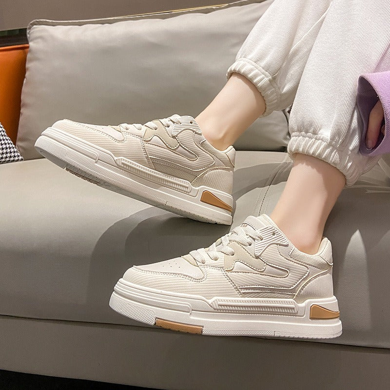 Women's Casual Platform Sneakers - White, Gray & Blue