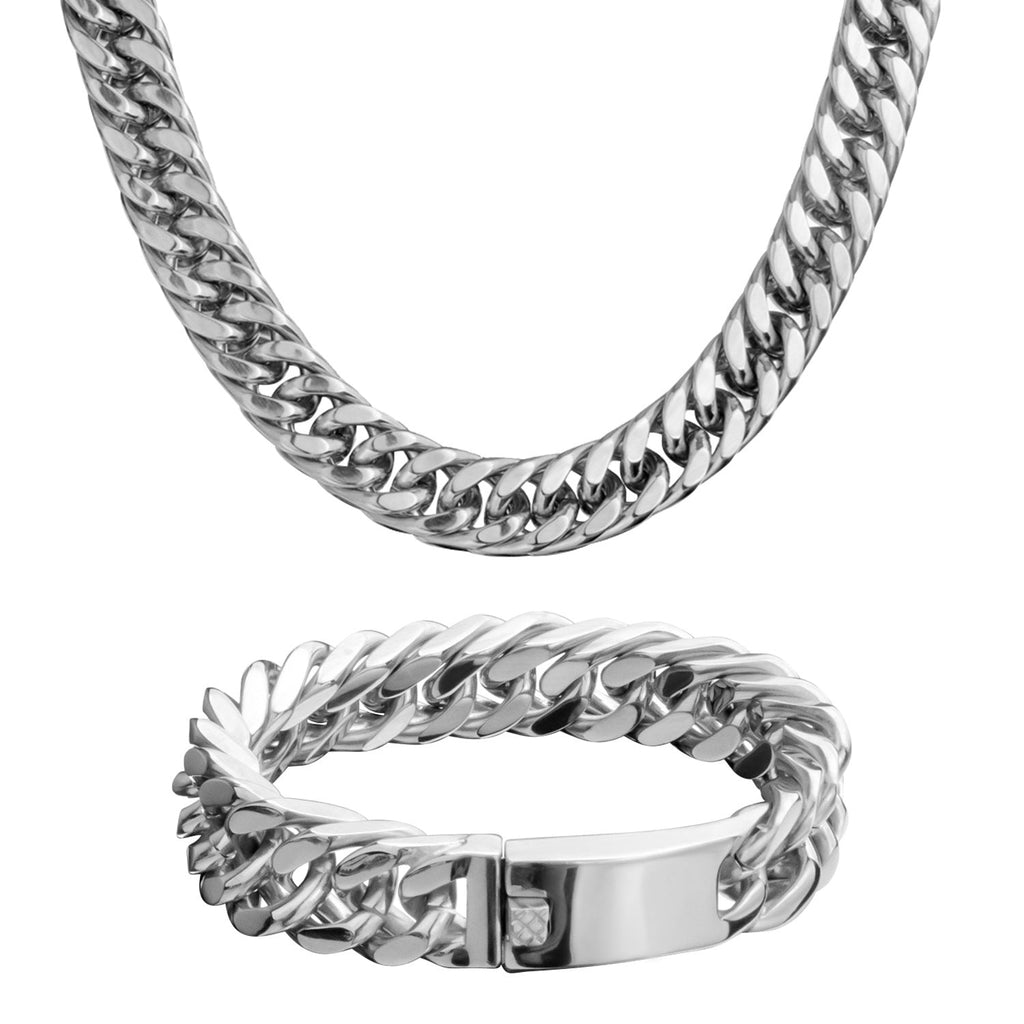 Fashionable Necklace Steel-colored Double Weave