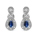 .925 Sterling Silver 4.5 x 3mm Pear Sapphire Gemstone and Diamond Accent Infinity Drop Stud Earrings (H-I Color, SI1-SI2 Clarity)