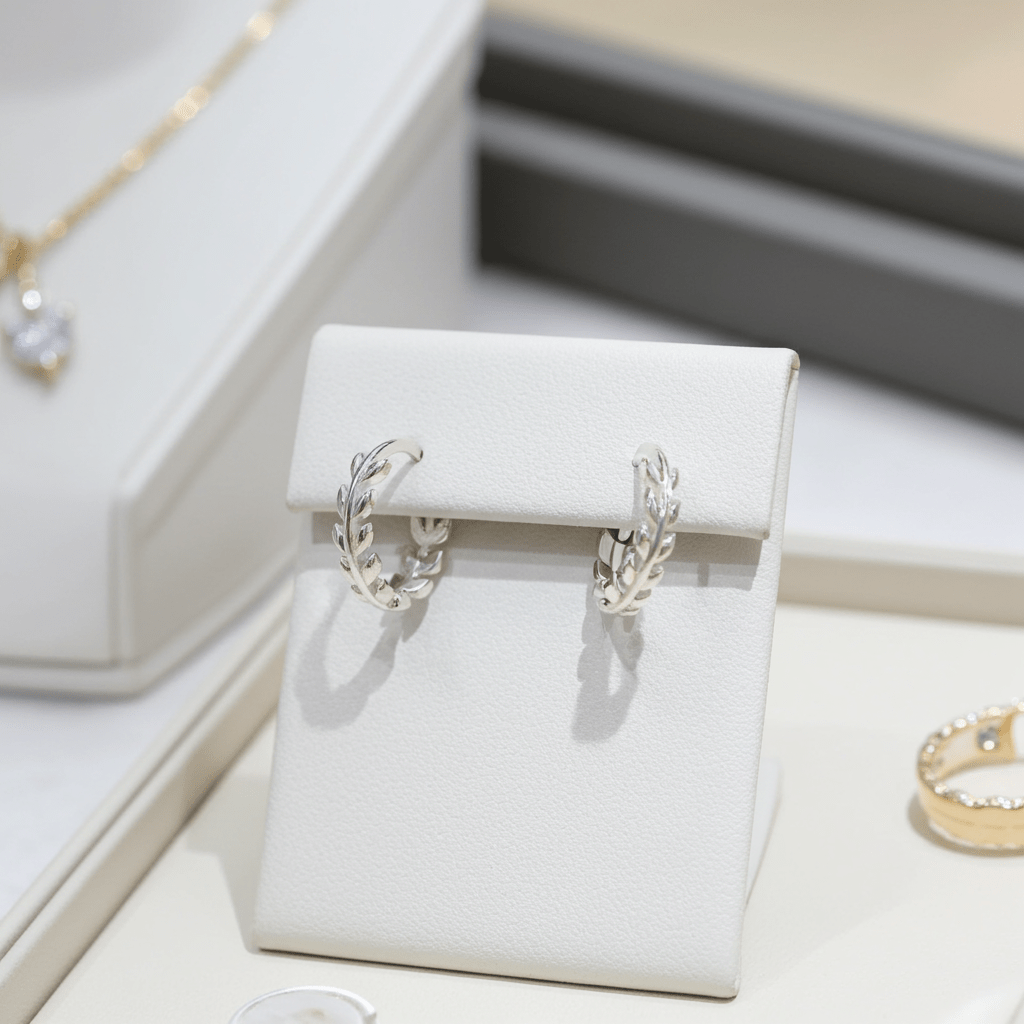 925 Sterling Silver Leaf Hoop Earrings - Hypoallergenic & Lightweight for Sensitive Skin