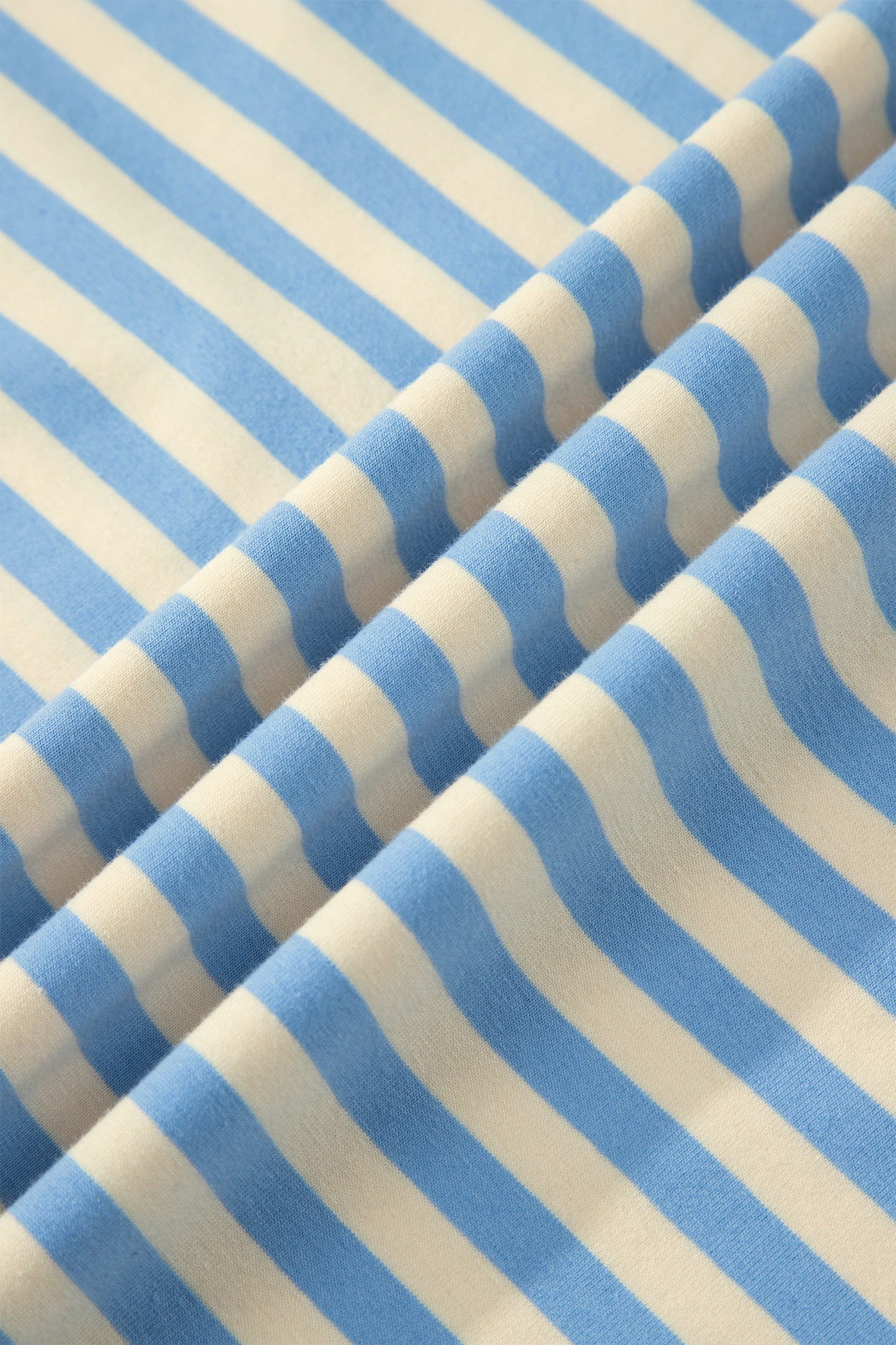 Striped Short Sleeve Tee with Contrast Collar in Blue and Yellow