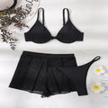 Push Up Bikini Set Sexy Solid Swimsuit Women Mesh Pants Bathing Suits Swimwear
