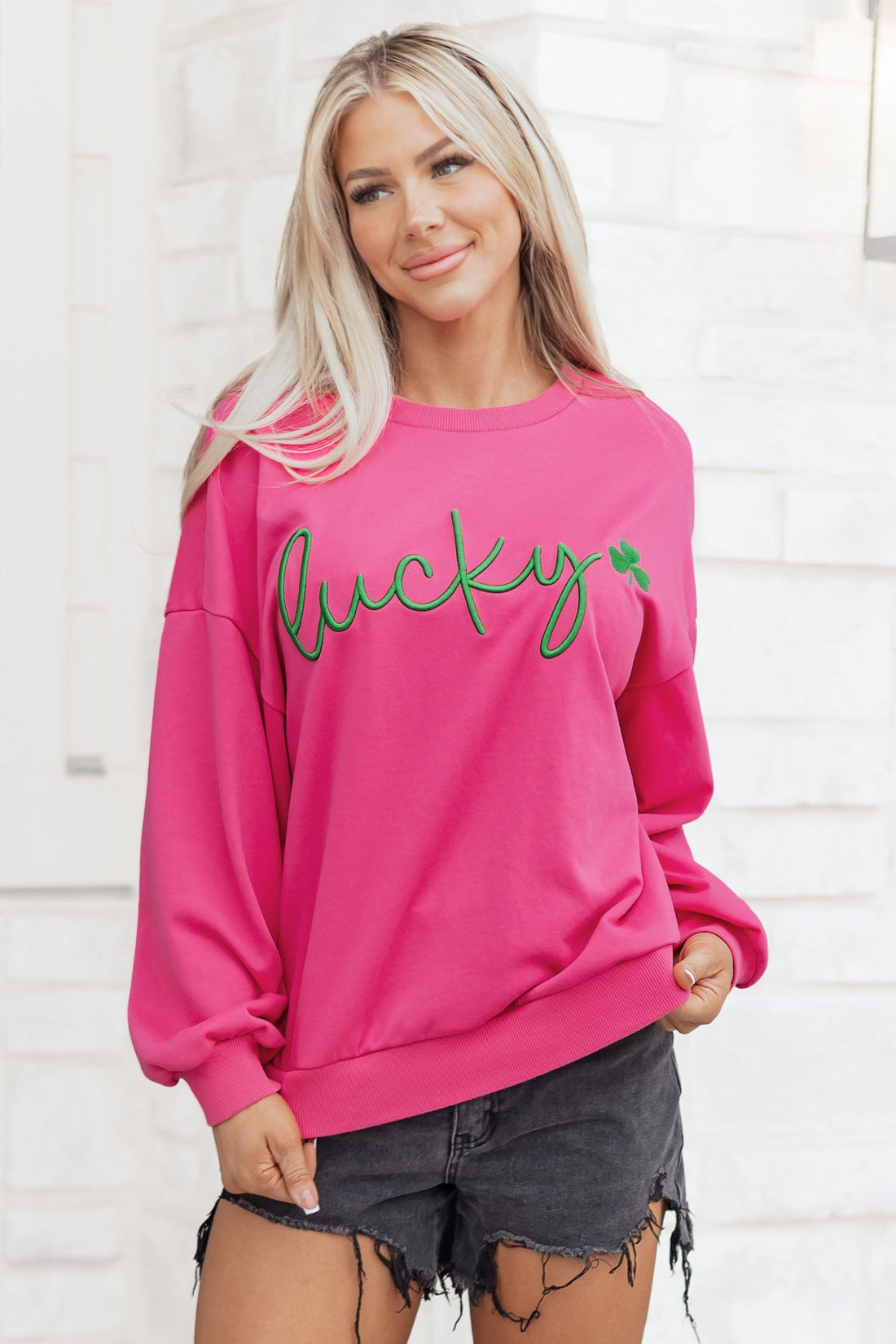 Armani Clover Embroidered Loose Pullover