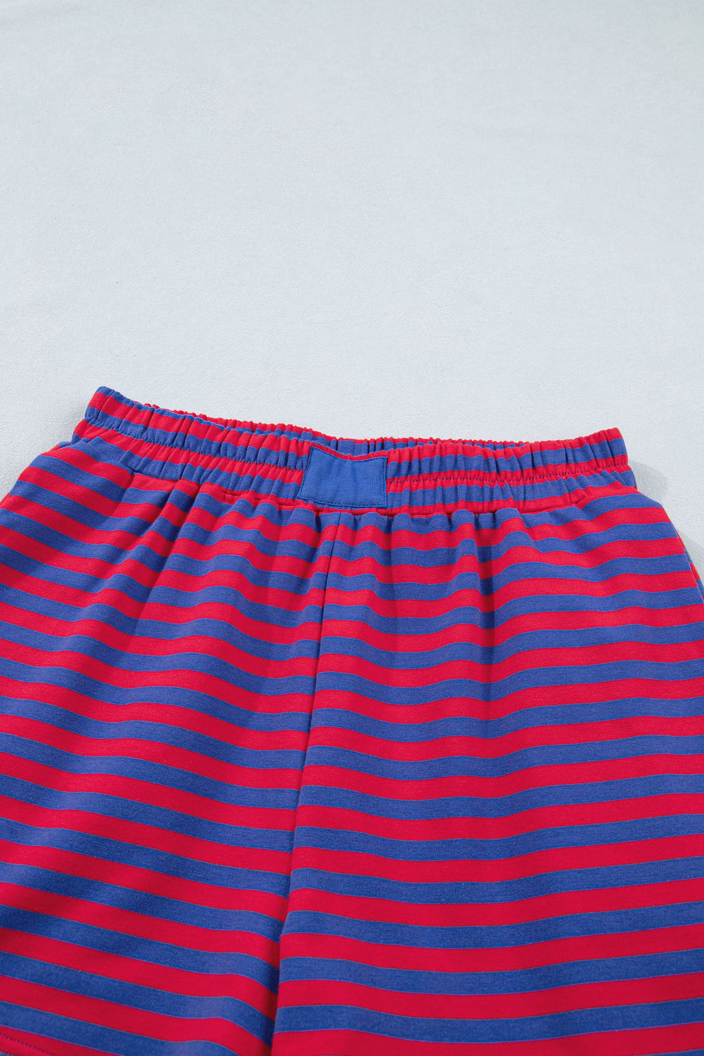 Red and Blue Striped Short Sleeve Top and High Waist Shorts Set - Image 5