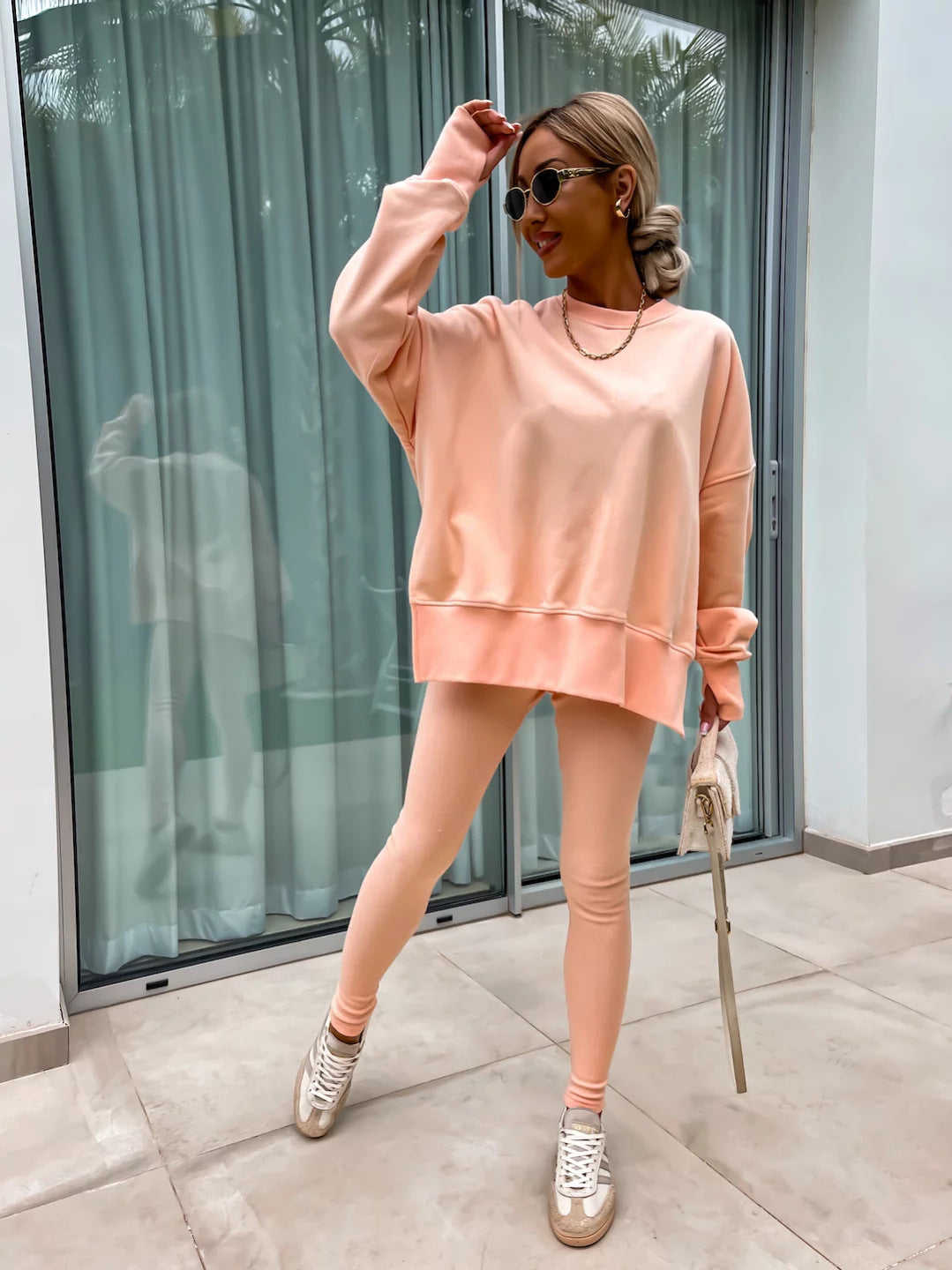 Women's Oversized Fleece Sweatshirt & Leggings Set