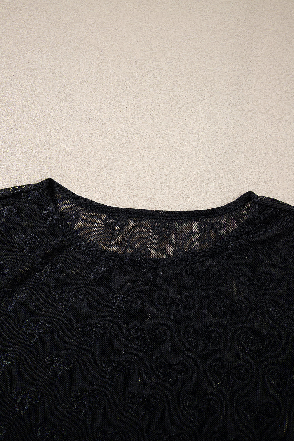 Women’s Bow Mesh Long Sleeve Top - Sheer Romantic Blouse