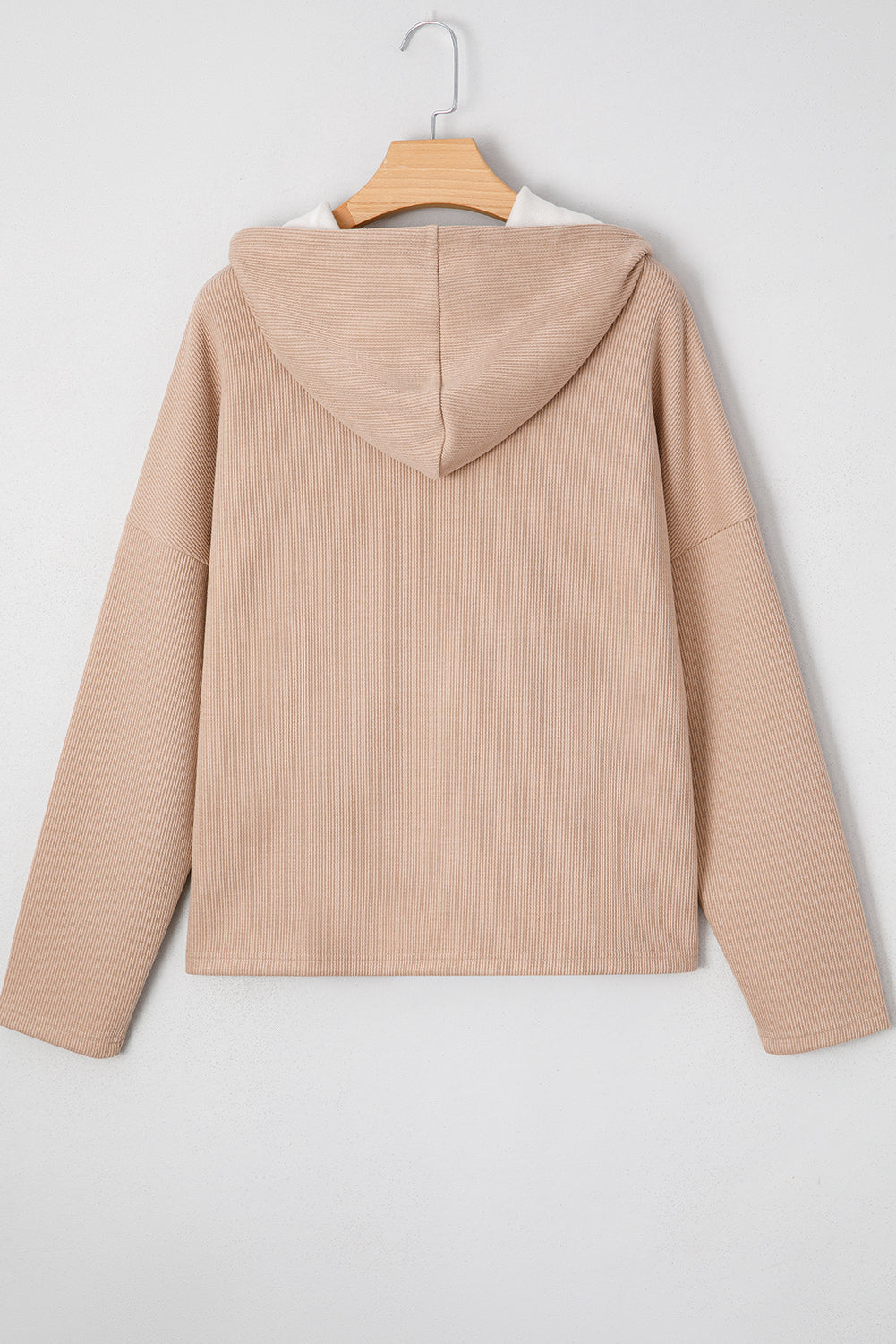 Dark Khaki Thermal Textured Leopard Drawstring Baggy Hoodie