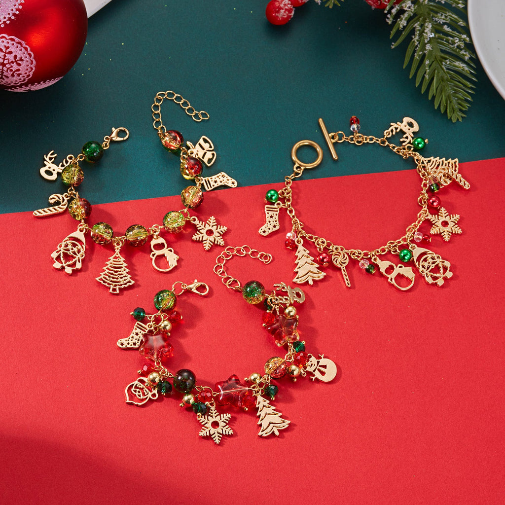 European And American Christmas Ornaments Cartoon Christmas Tree Santa Claus Snowflake Pendant Bracelet Christmas Atmosphere Bracelet