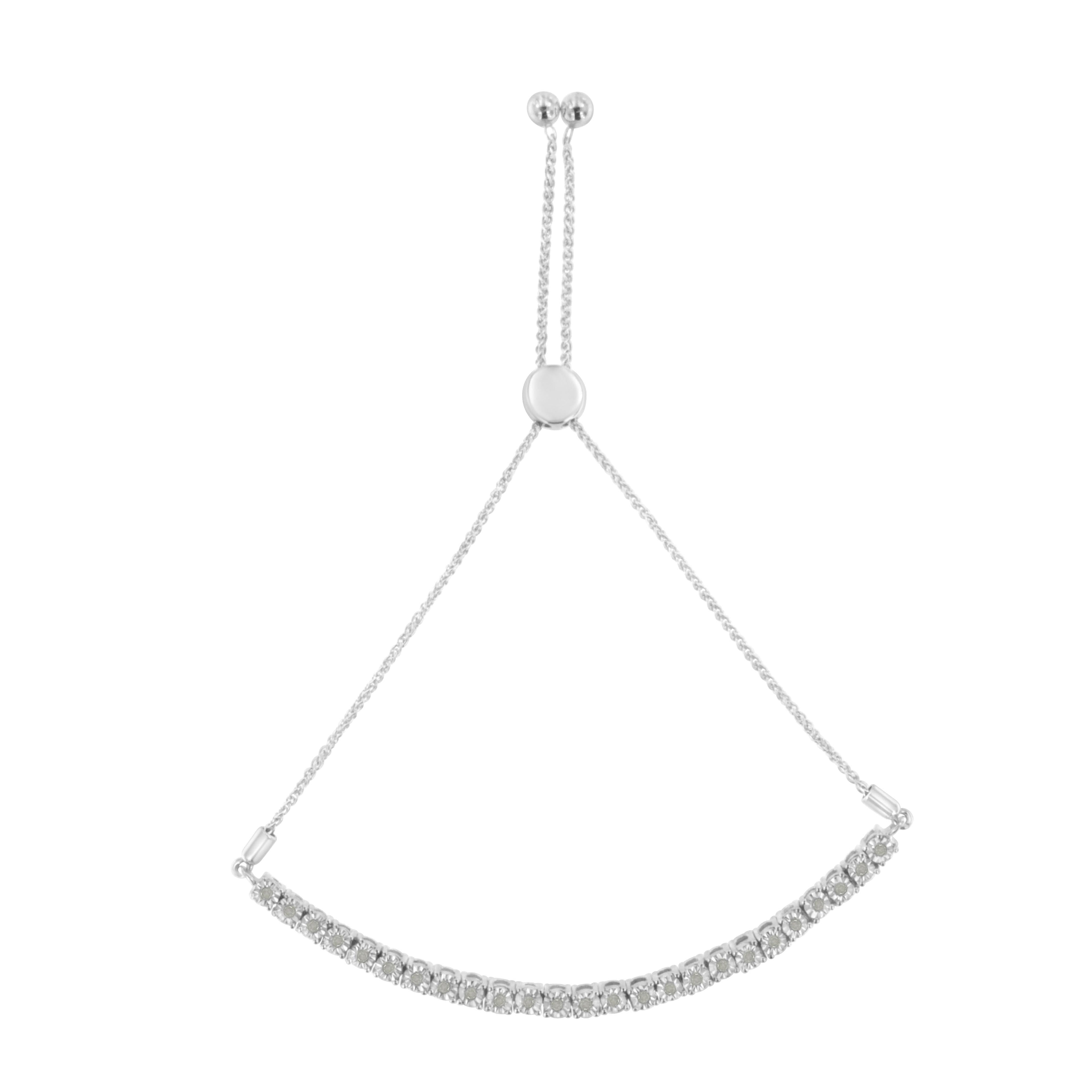 10K Yellow Gold over .925 Sterling Silver 1/4 Cttw Miracle-Set Diamond 4â€-10â€ Adjustable Bolo Tennis Bracelet (I-J Color, I3 Clarity)