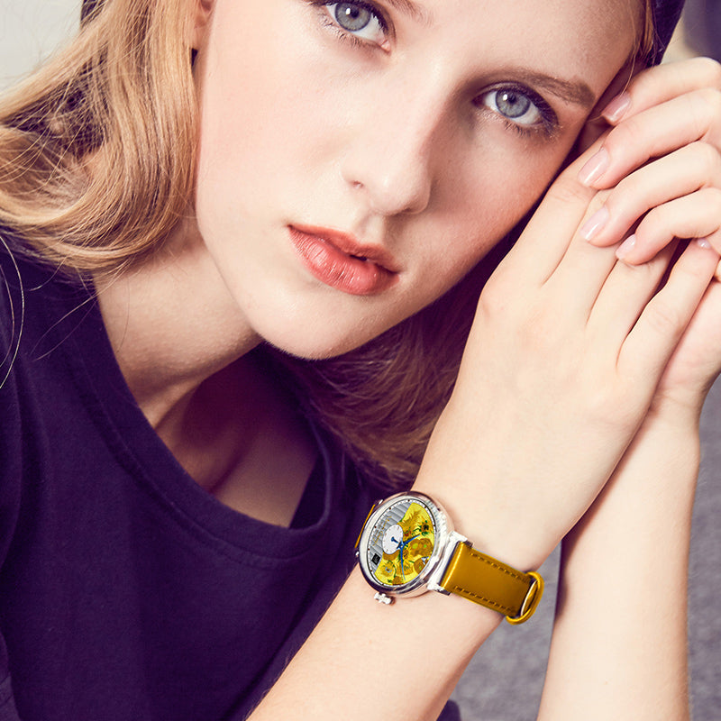 Van Gogh Small Seconds Hand Leather Strap Quartz Wrist Women's Watch