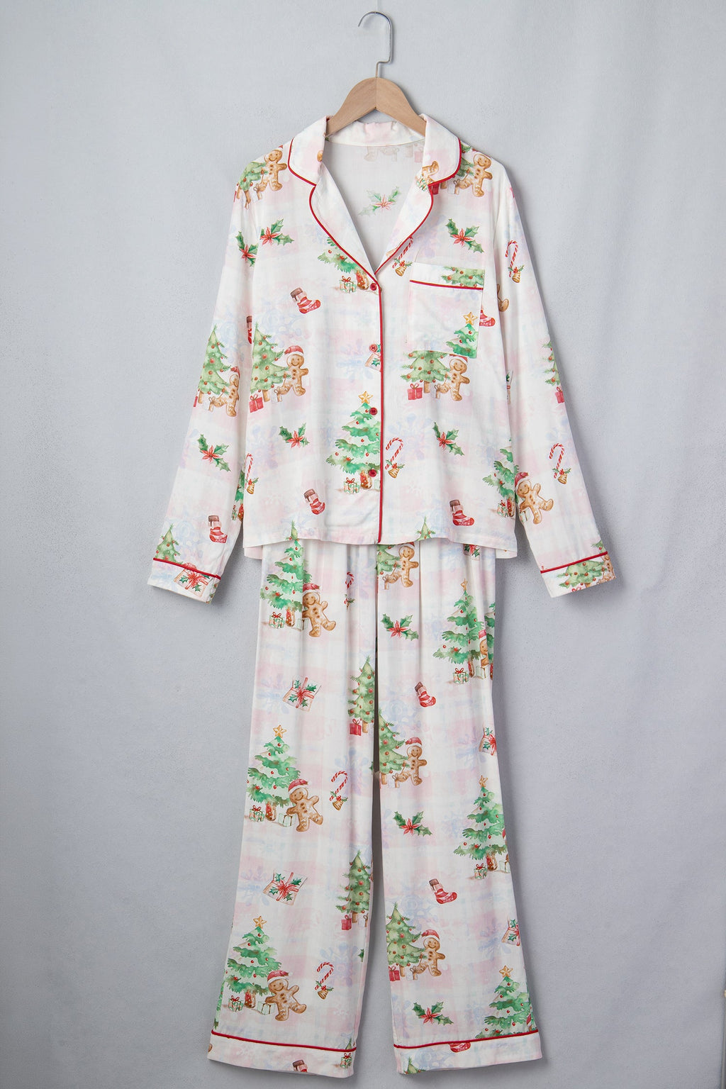 Christmas Plaid Gingerbread Top & Pants Pajama Set