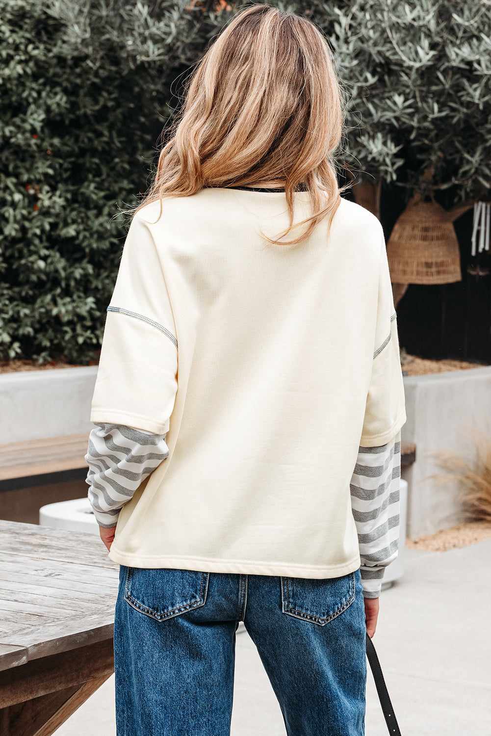 Ashley Striped Long Sleeve Two-in-one Top