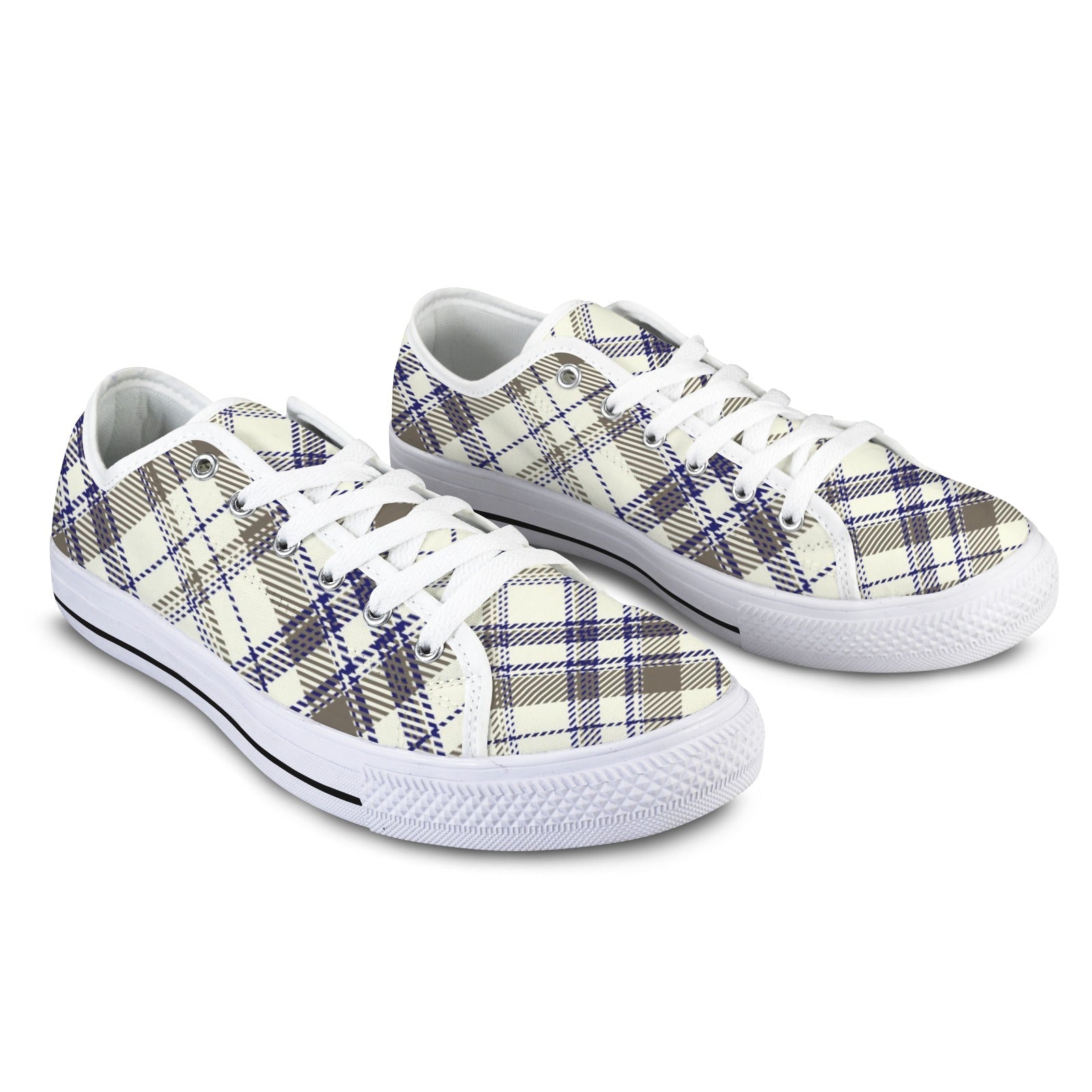Women's Collegiate Plaid Canvas Low Top Sneakers - Image 3