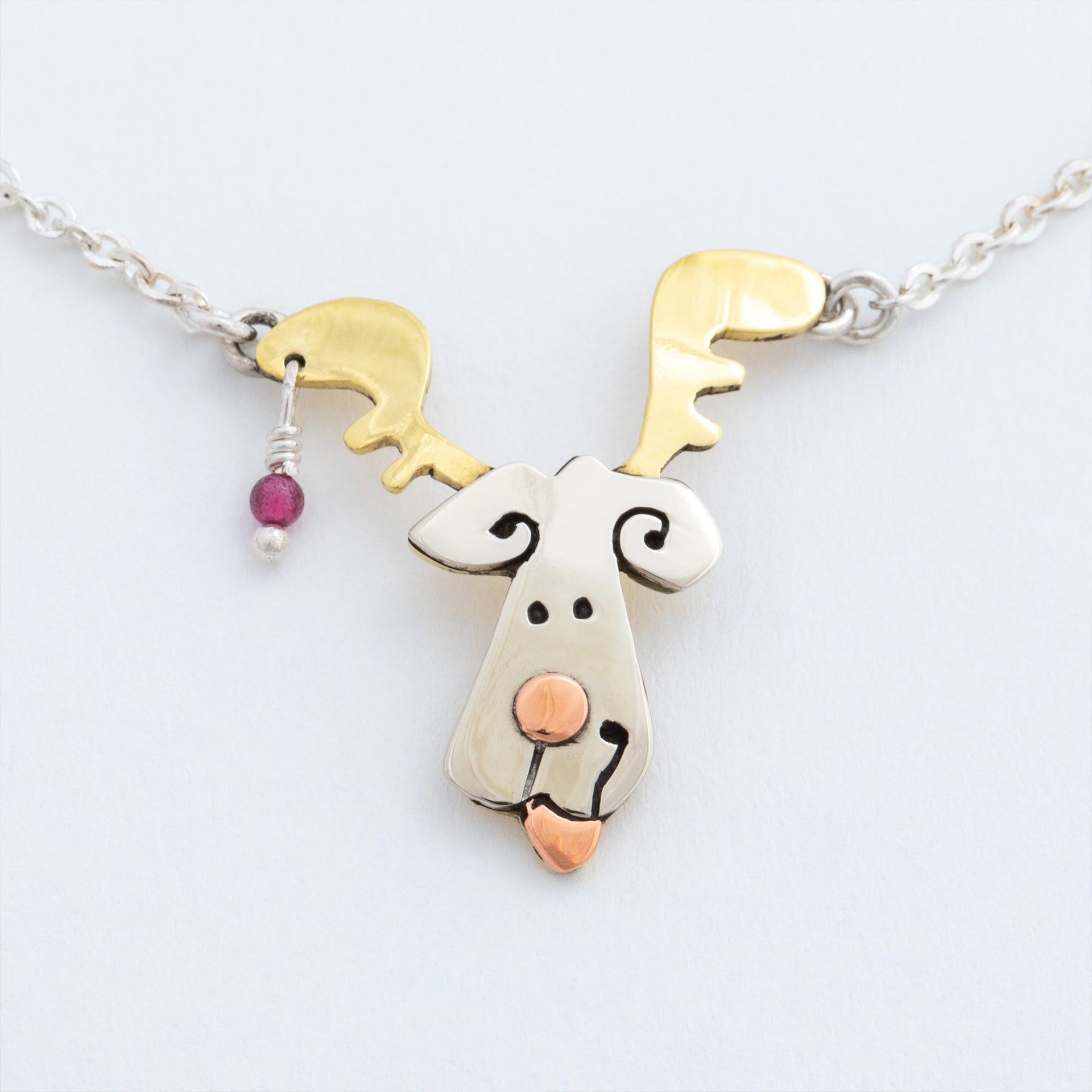 Doggie Reindeer Mixed Metals Necklace