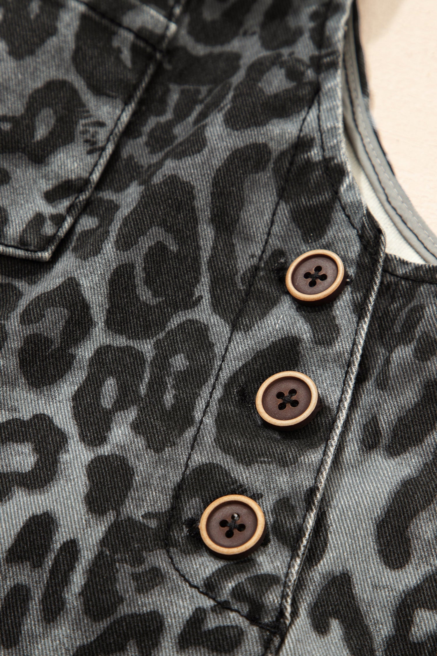 Leopard Button Adjustable-Strap Cropped Overalls