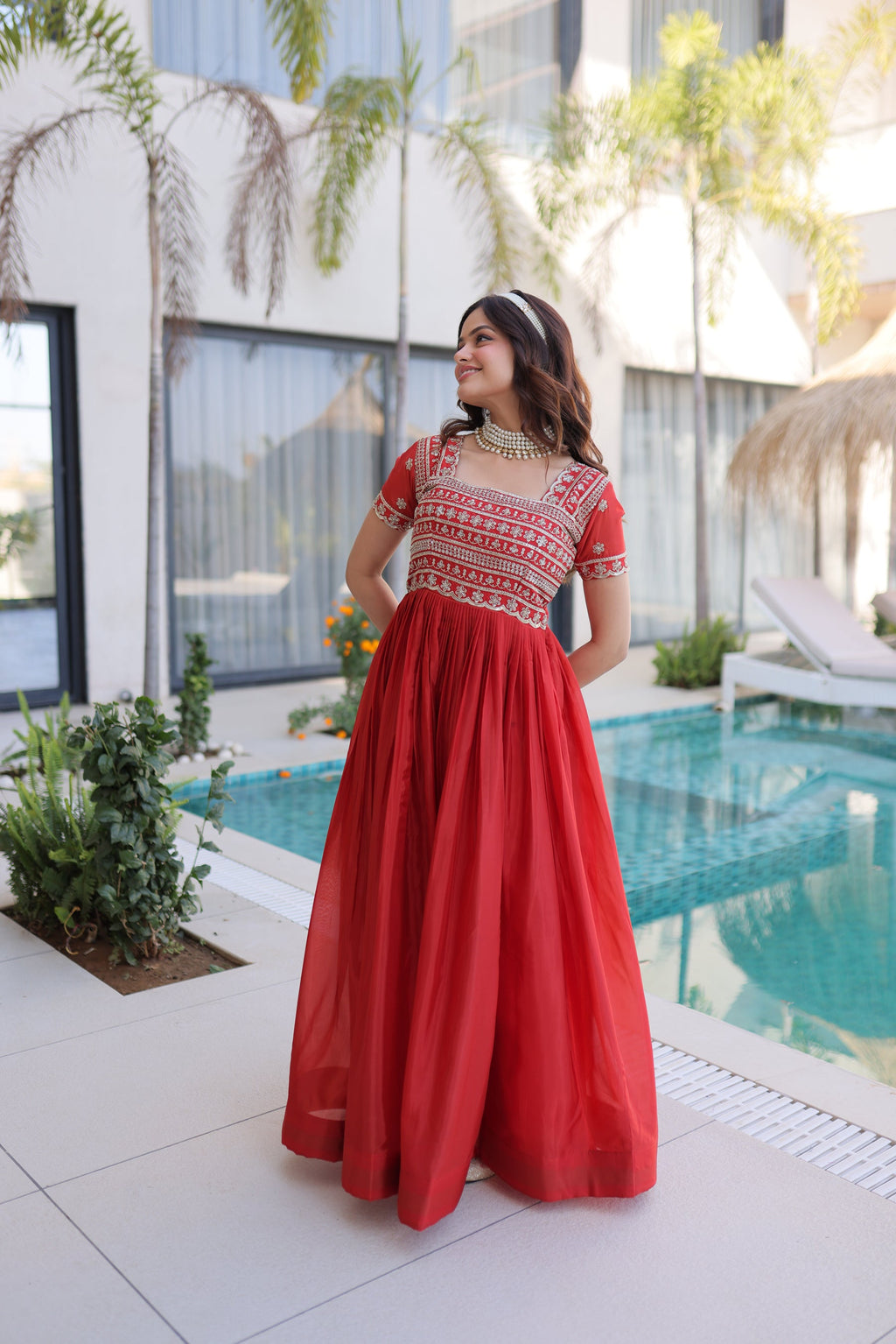 Fenta H O Silk Gown with Sequins Zari and Pipe Bead Embroidery