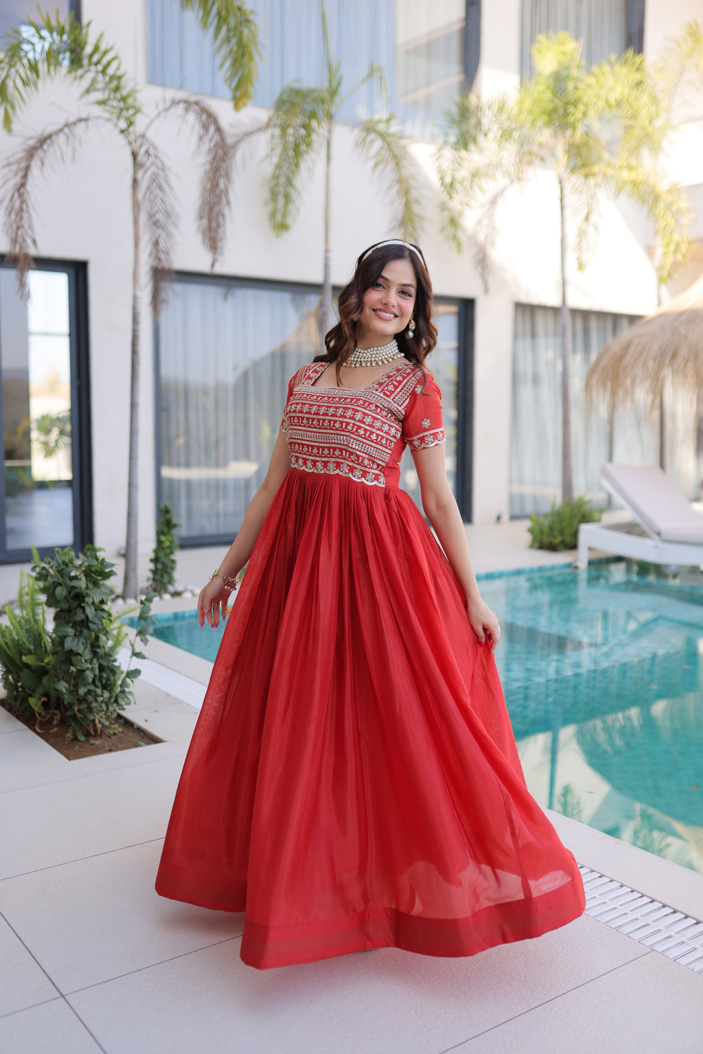 Fenta H O Silk Gown with Sequins Zari and Pipe Bead Embroidery
