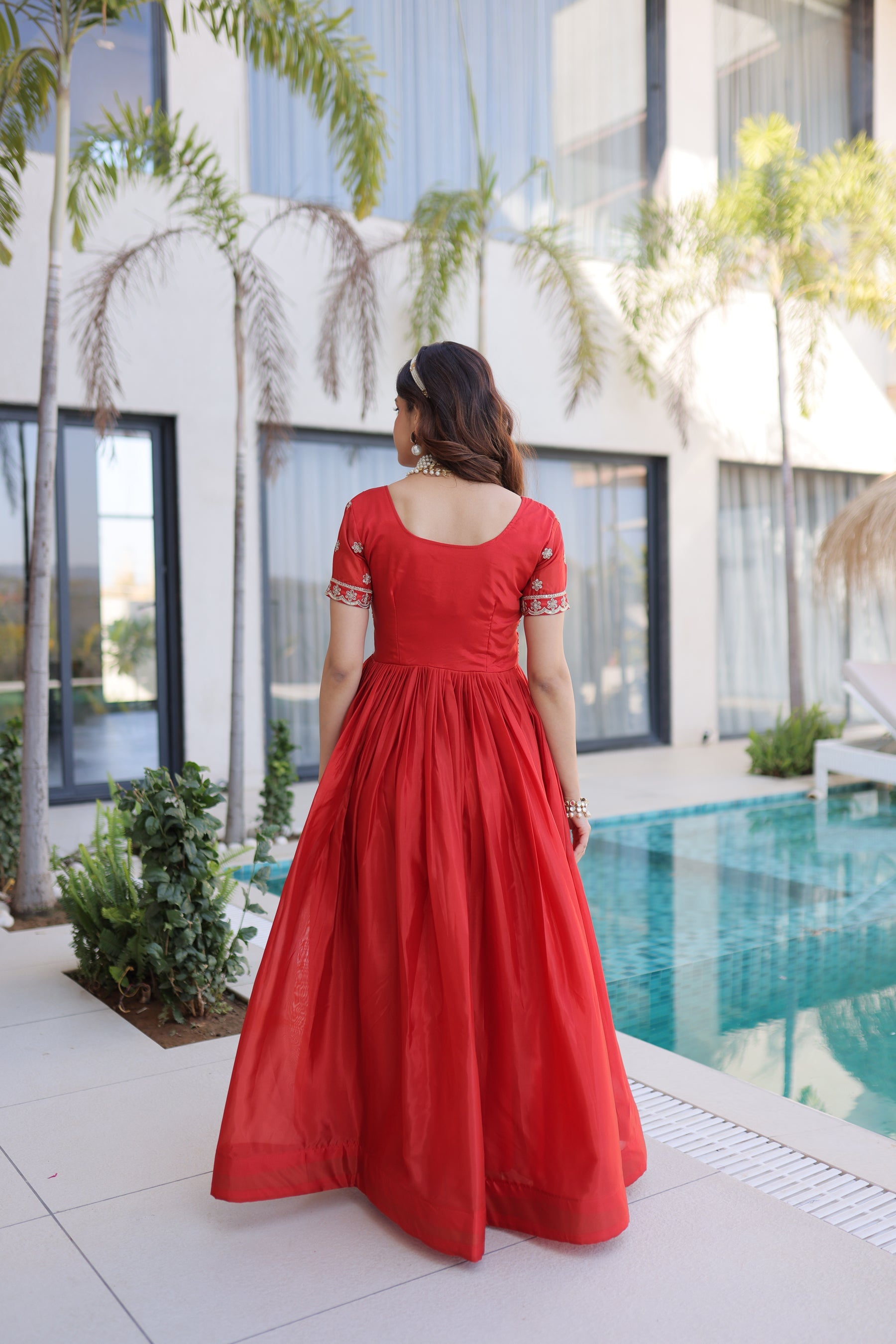 Fenta H O Silk Gown with Sequins Zari and Pipe Bead Embroidery
