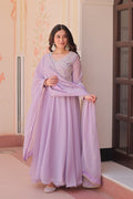 Lavender Star Georgette gown featuring intricate sequins and bead work with matching dupatta