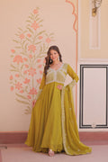 Mehendi Star Georgette Sequins & Bead Embroidered Gown with Dupatta