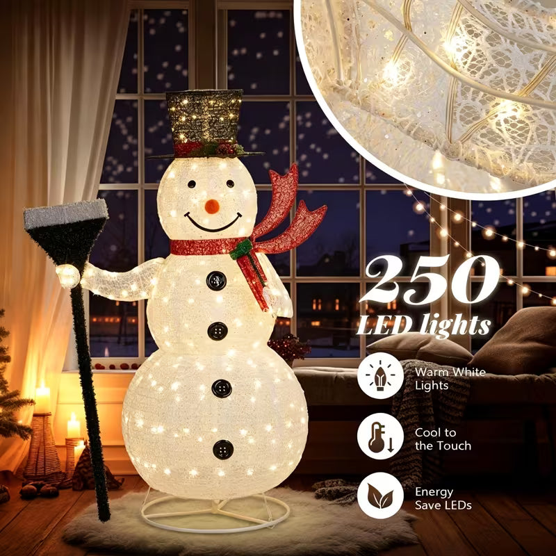 5 ft Illuminated Snowman with Collapsible Design