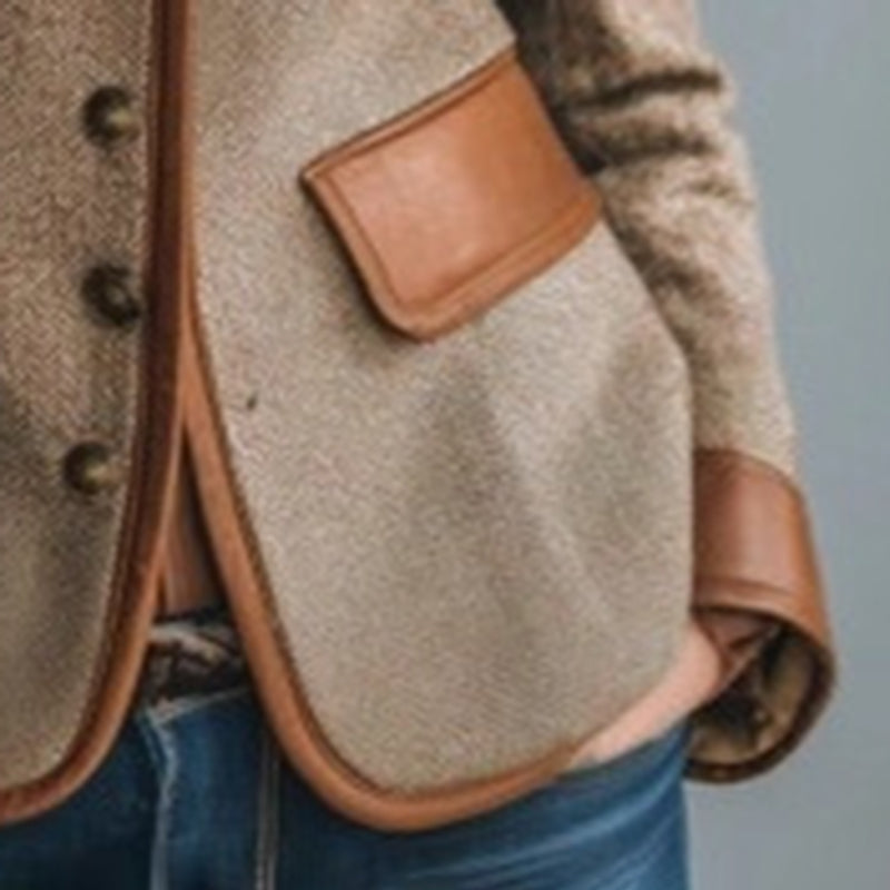 Women's Retro Elegant Herringbone Stand Collar Jacket