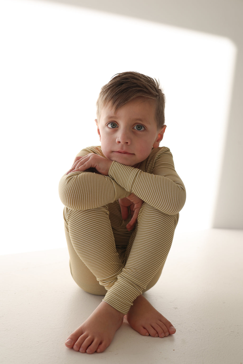 Willow Stripe Ribbed Two Piece Bamboo Pajamas Set for Kids