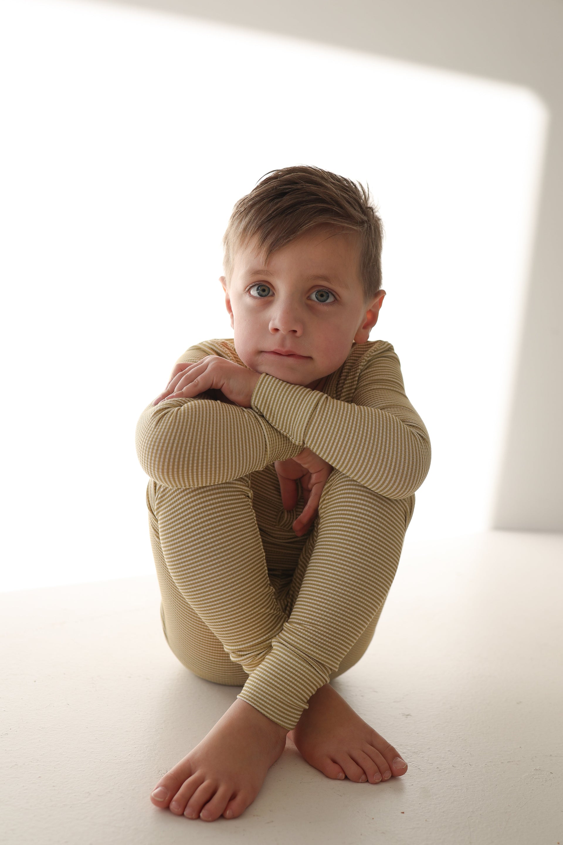 Willow Stripe Ribbed Two Piece Bamboo Pajamas Set for Kids