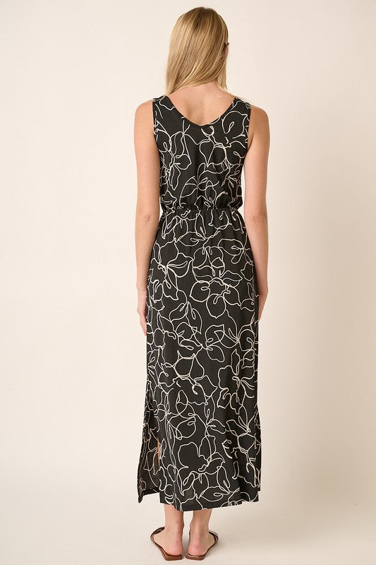 Side Slit Flower Print V-Neck Dress – Sleeveless Floral Dress