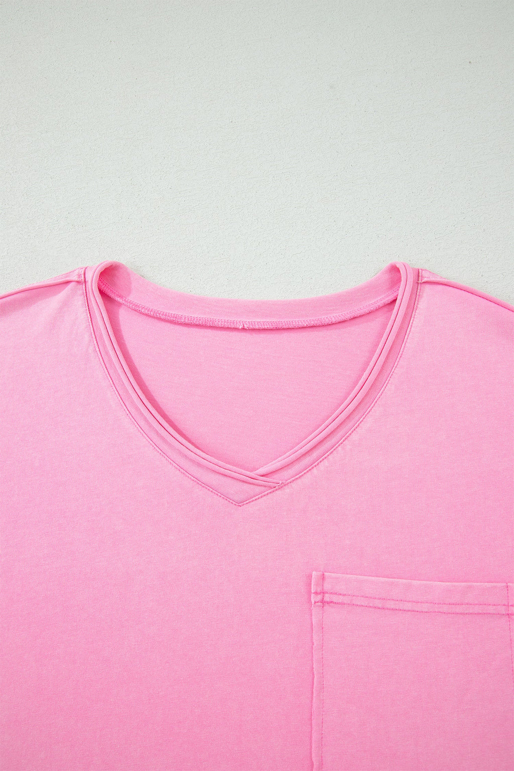 Mineral Wash Raw Edge V-Neck Tee in Pink - Relaxed Tunic Fit