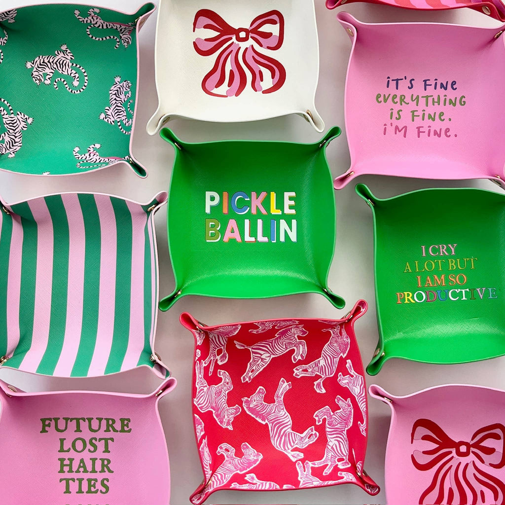 Trinket Tray Catchall | pink & red zebra