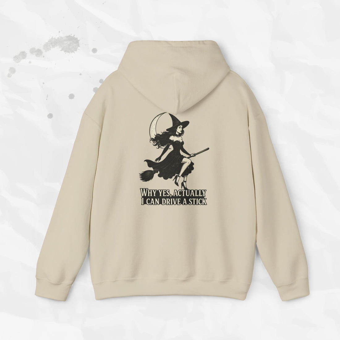 Witch Graphic Hoodie Why Yes Actually I Can Drive a Stick Pullover - Image 4