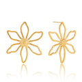 18K Gold Minimalist Wire Flower Stud Earrings for Women