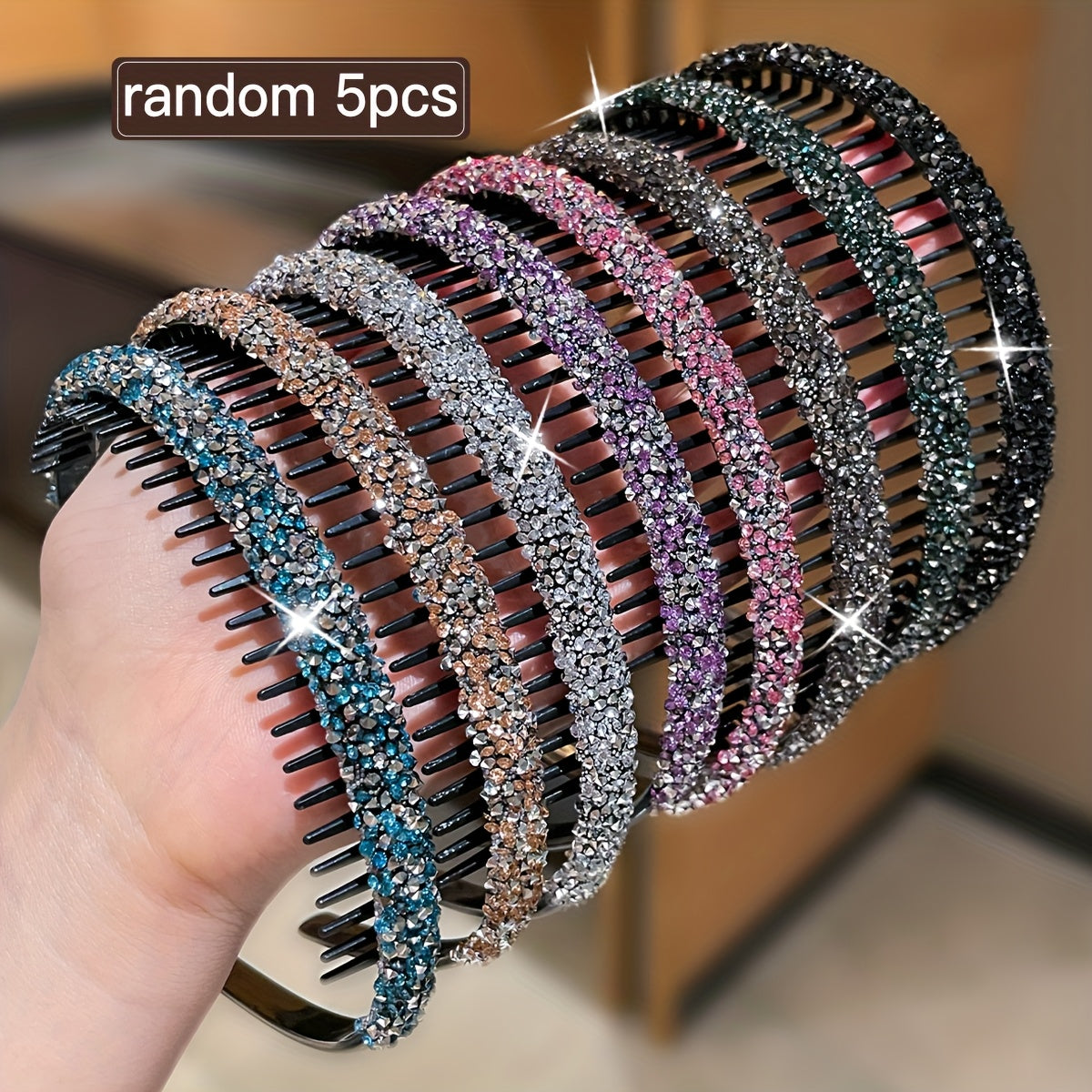 A Set of 5 Random Colorful And Glamorous Hairbands for Women