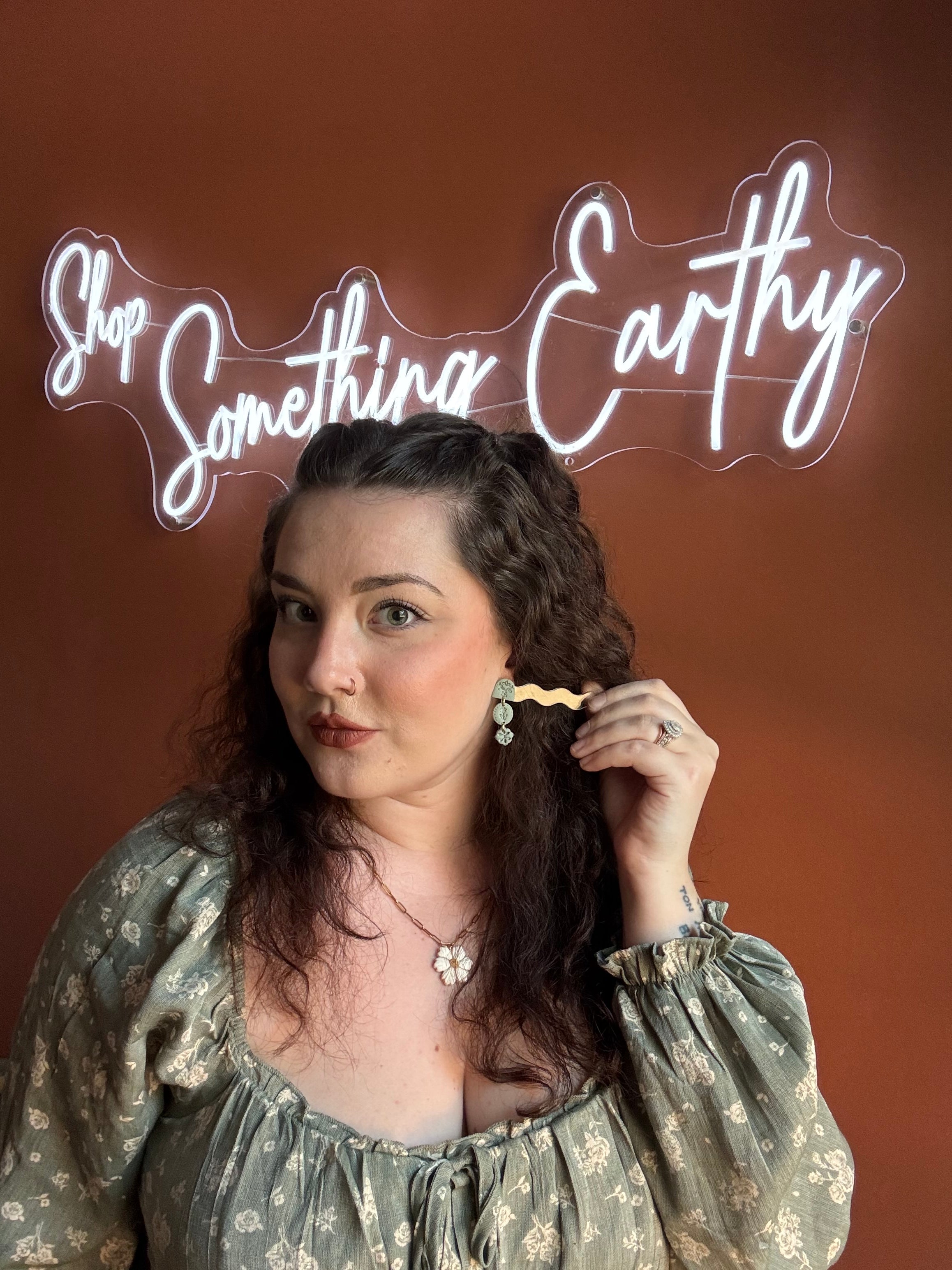 Primrose Sage Polymer Clay Earrings - 14K Gold Plated