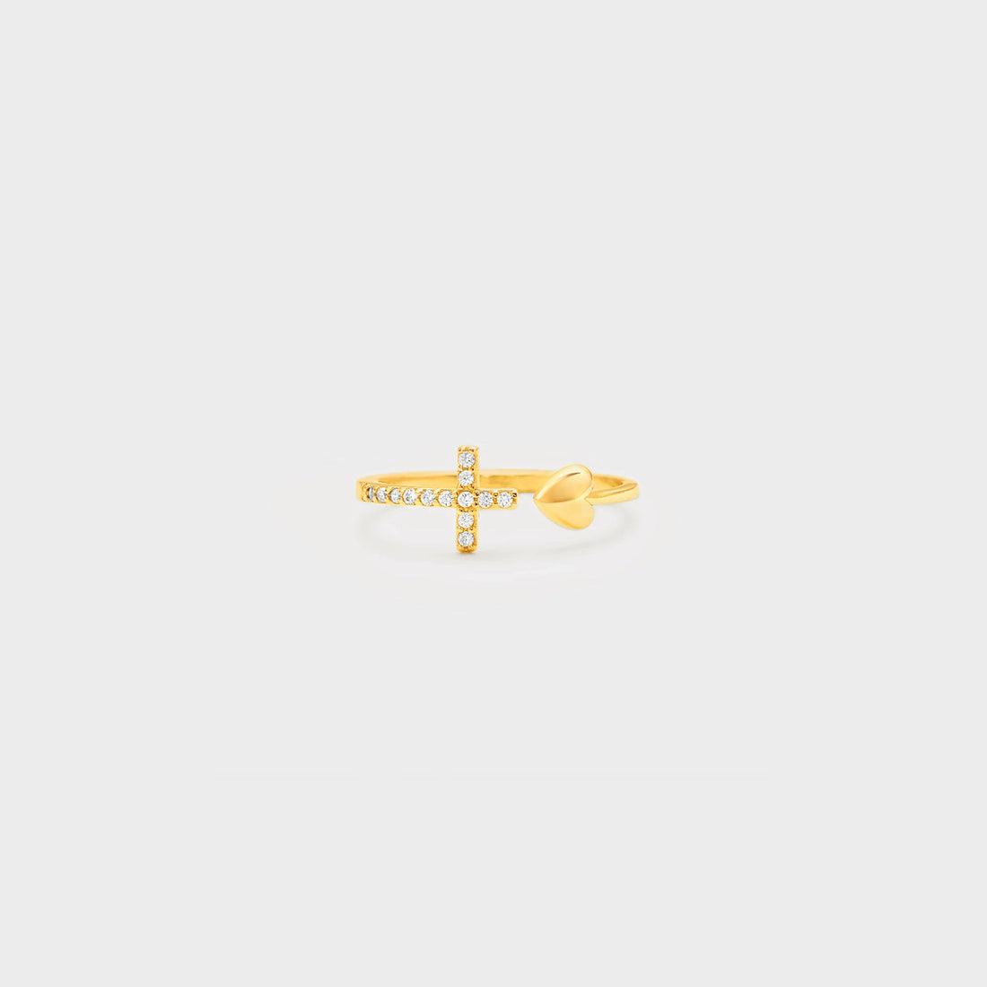 Heart Shape Cross Inlaid Zircon Open Ring
