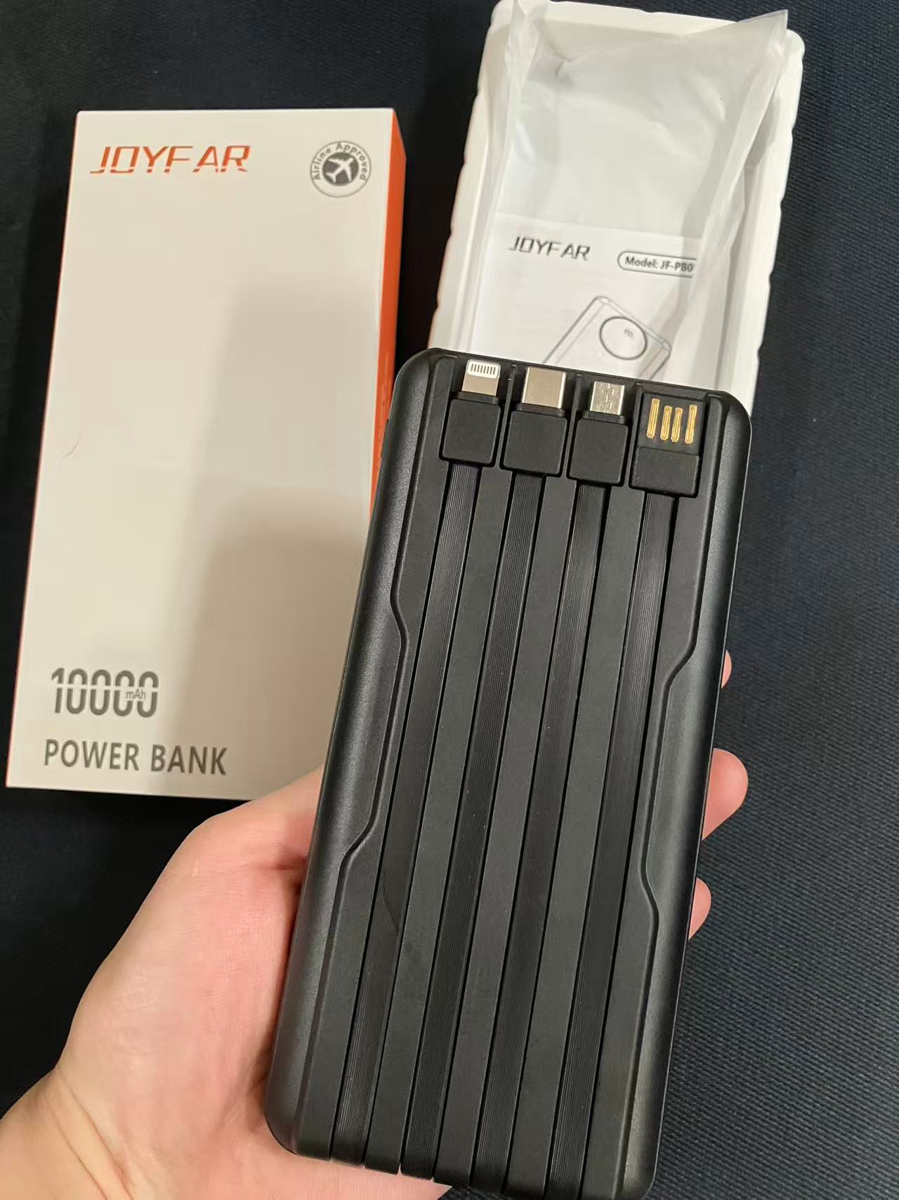 Portable Charger Power Bank - Slim Battery Pack USB C 10000mAh Built in Cable 22.5W Phone Fast Charging